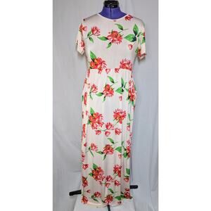 Flamingo Urban Women's Pink Floral Maxi Dress w/Pockets. Size L. Pre-Owned.